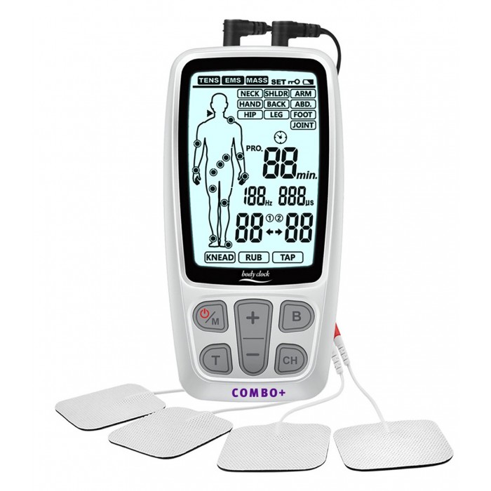 Body Clock 3 in 1 Combo + - elektroterapeuticky prístroj s 22 programy TENS, EMS, MASÁŽ
