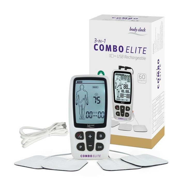 Body Clock 3 in 1 Combo Elite - elektroterapeuticky prístroj s 60 programy TENS, EMS, MASÁŽ