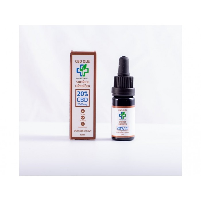 CBD kapky 20% skořice a hřebíček v konopném oleji natural (0,0 THC)