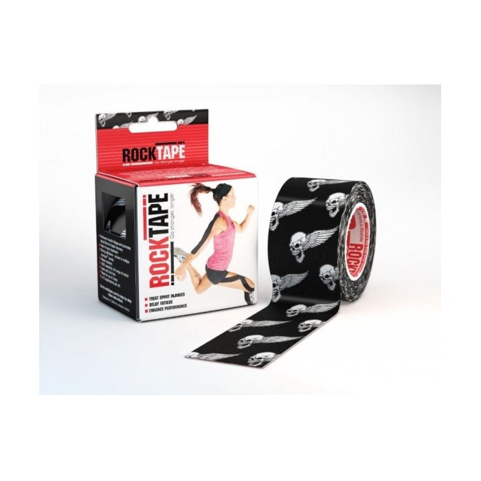 RockTape -  kineziologická tejpovací páska - černá, lebka s křídly